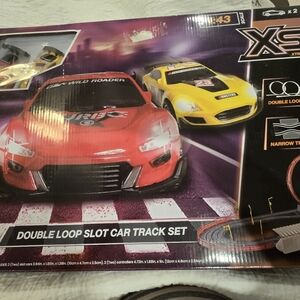 Double Loop Slot Car Track Set - Red and Yellow